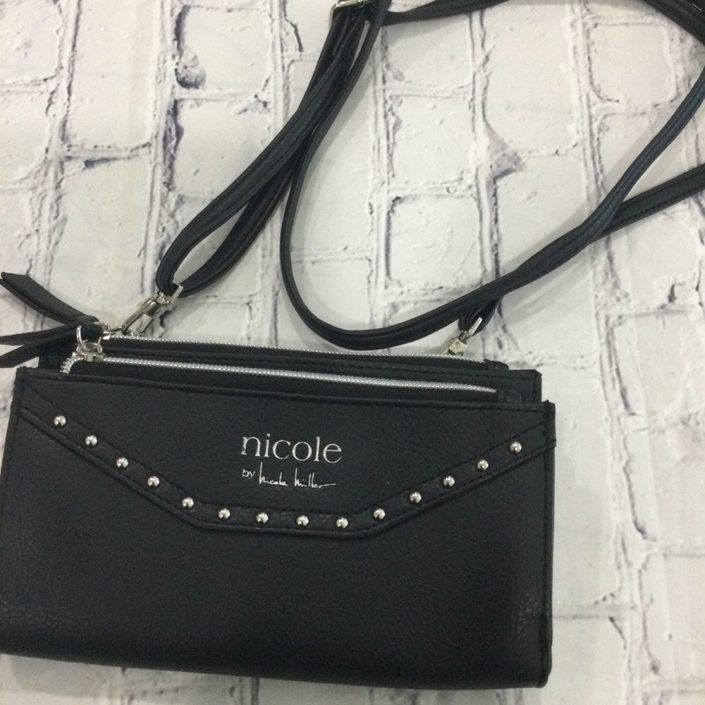 Nicole Crossbody Wallet Purse Wristlet Women’s Black by Nicole Miller
